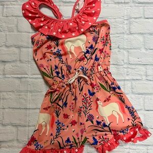 Charming Pink Floral Unicorn Romper